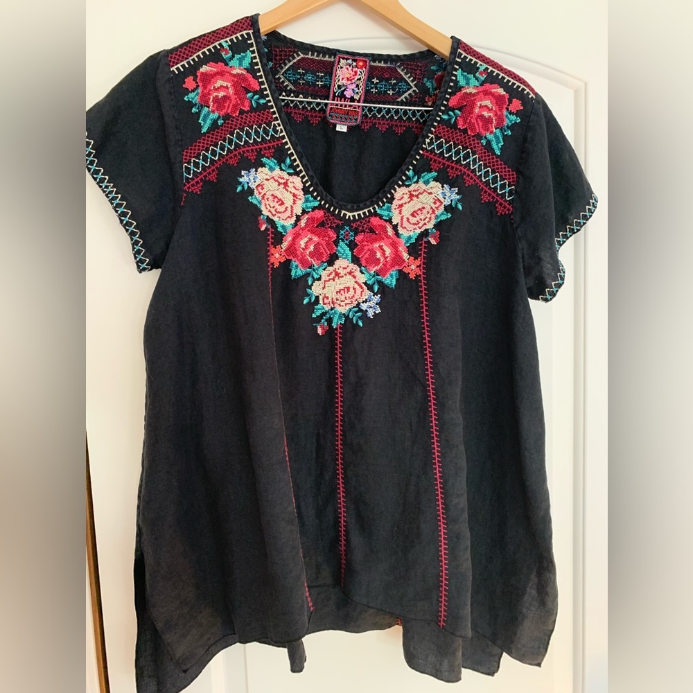 Johnny Was linen embroidered tunic